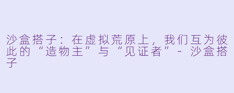 沙盒搭子:在虚拟荒原上,我们互为彼此的“造物主”与“见证者”-沙盒搭子