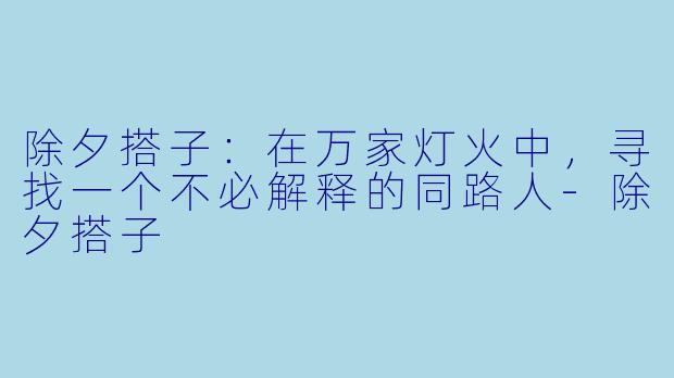 除夕搭子：在万家灯火中，寻找一个不必解释的同路人-除夕搭子