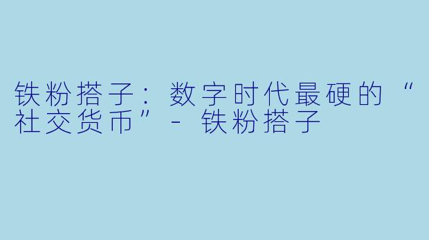 铁粉搭子:数字时代最硬的“社交货币”-铁粉搭子
