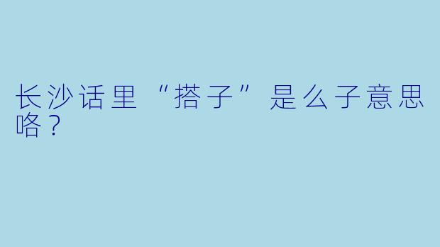 长沙话里“搭子”是么子意思咯？