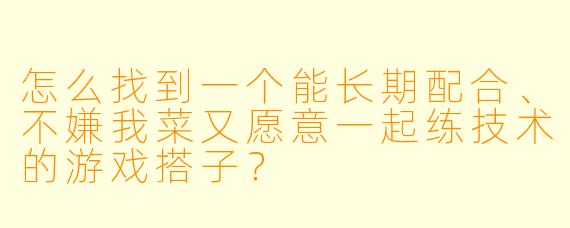 怎么找到一个能长期配合、不嫌我菜又愿意一起练技术的游戏搭子?