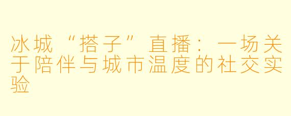 冰城“搭子”直播：一场关于陪伴与城市温度的社交实验