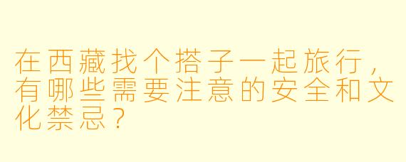 在西藏找个搭子一起旅行，有哪些需要注意的安全和文化禁忌？