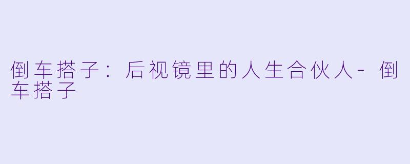 倒车搭子：后视镜里的人生合伙人-倒车搭子
