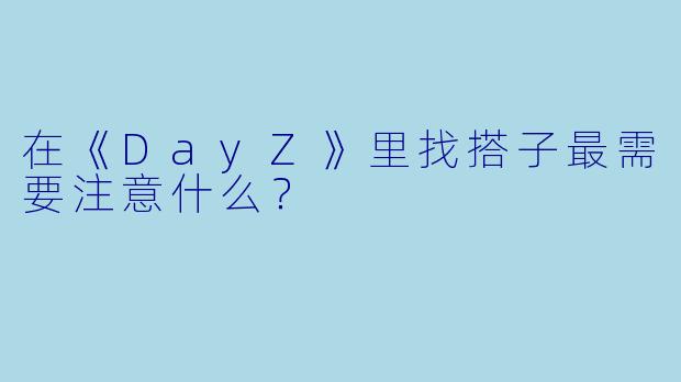在《DayZ》里找搭子最需要注意什么？