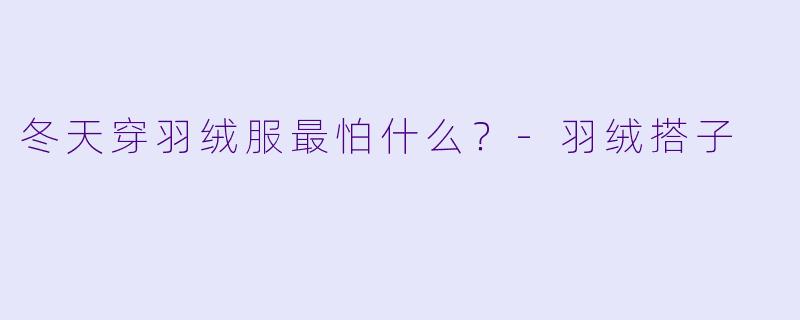 冬天穿羽绒服最怕什么？-羽绒搭子
