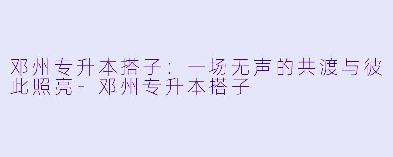 邓州专升本搭子：一场无声的共渡与彼此照亮