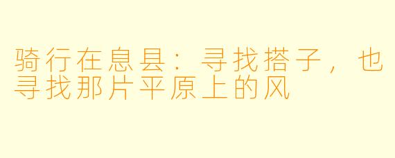 骑行在息县：寻找搭子，也寻找那片平原上的风