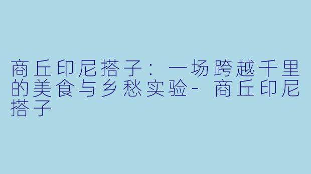 商丘印尼搭子：一场跨越千里的美食与乡愁实验-商丘印尼搭子