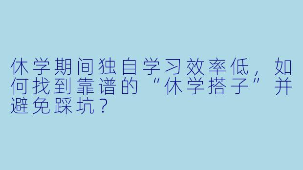 休学期间独自学习效率低,如何找到靠谱的“休学搭子”并避免踩坑?
