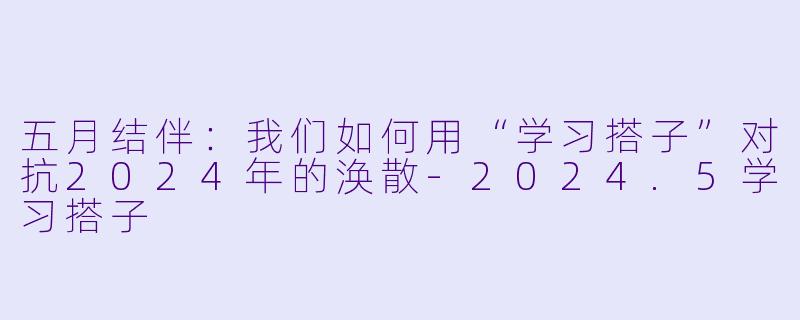 五月结伴：我们如何用“学习搭子”对抗2024年的涣散-2024.5学习搭子