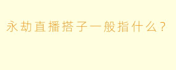 永劫直播搭子一般指什么？