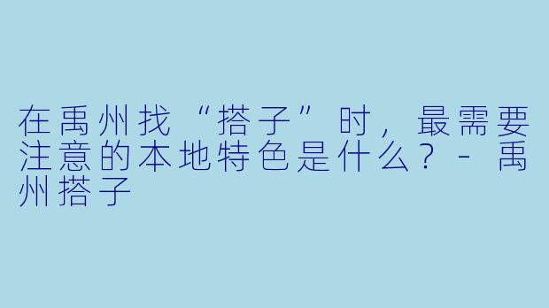 在禹州找“搭子”时，最需要注意的本地特色是什么？-禹州搭子