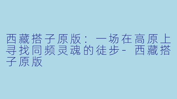 西藏搭子原版:一场在高原上寻找同频灵魂的徒步-西藏搭子原版