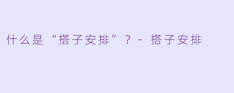 什么是“搭子安排”？-搭子安排