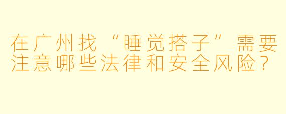 在广州找“睡觉搭子”需要注意哪些法律和安全风险？