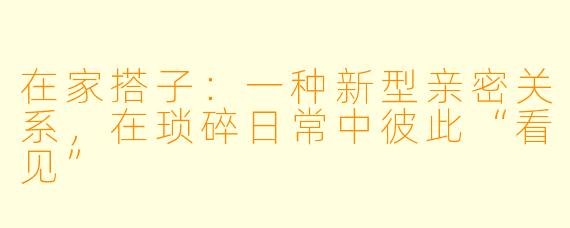 在家搭子：一种新型亲密关系，在琐碎日常中彼此“看见”