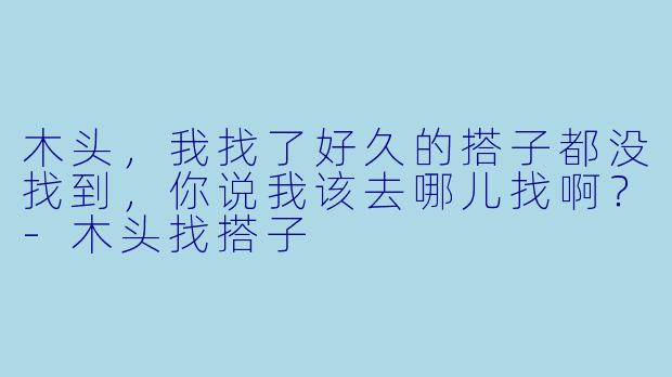 木头，我找了好久的搭子都没找到，你说我该去哪儿找啊？