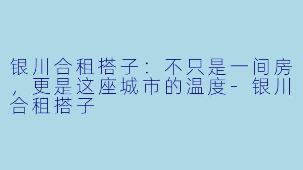银川合租搭子：不只是一间房，更是这座城市的温度-银川合租搭子