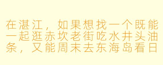 在湛江,如果想找一个既能一起逛赤坎老街吃水井头油条,又能周末去东海岛看日出、平时下班后去金沙湾吹海风散步的“全能搭子”,有什么推荐的渠道或方法吗?