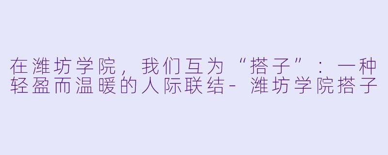 在潍坊学院，我们互为“搭子”：一种轻盈而温暖的人际联结-潍坊学院搭子