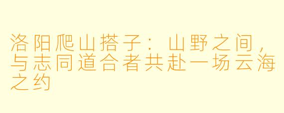 洛阳爬山搭子:山野之间,与志同道合者共赴一场云海之约