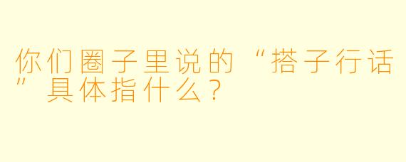 你们圈子里说的“搭子行话”具体指什么？