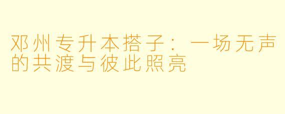邓州专升本搭子:一场无声的共渡与彼此照亮