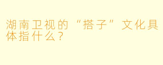 湖南卫视的“搭子”文化具体指什么?