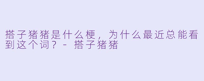 搭子猪猪是什么梗，为什么最近总能看到这个词？-搭子猪猪