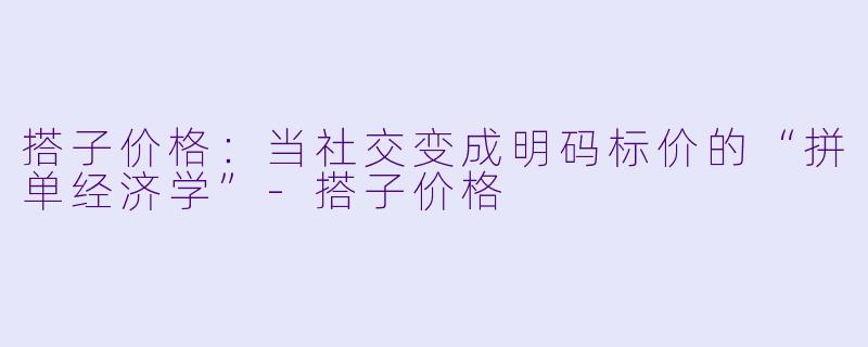搭子价格:当社交变成明码标价的“拼单经济学”-搭子价格