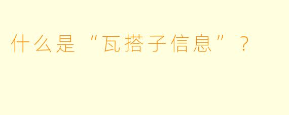 什么是“瓦搭子信息”?