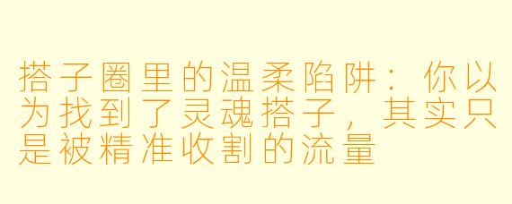 搭子圈里的温柔陷阱:你以为找到了灵魂搭子,其实只是被精准收割的流量