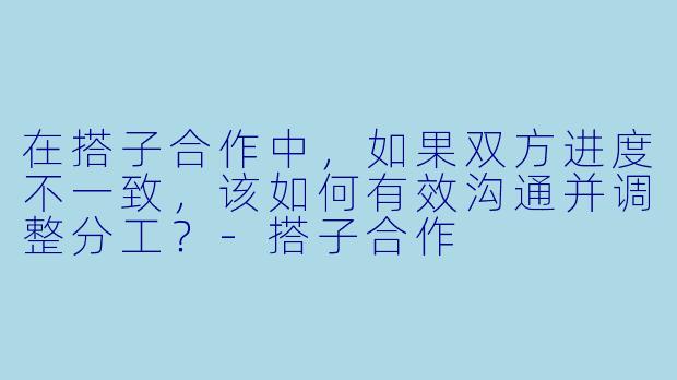 在搭子合作中，如果双方进度不一致，该如何有效沟通并调整分工？-搭子合作