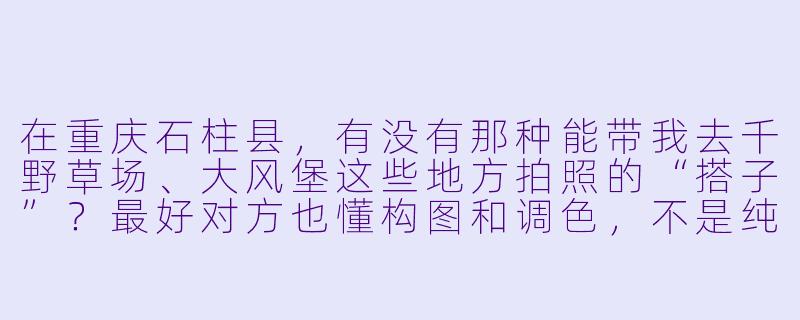 在重庆石柱县,有没有那种能带我去千野草场、大风堡这些地方拍照的“搭子”?最好对方也懂构图和调色,不是纯路人那种。-石柱拍照搭子