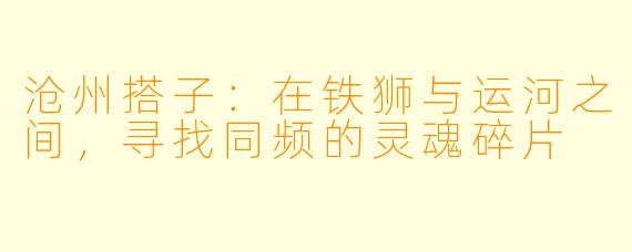 沧州搭子：在铁狮与运河之间，寻找同频的灵魂碎片