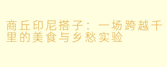 商丘印尼搭子：一场跨越千里的美食与乡愁实验