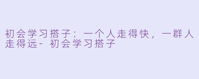 初会学习搭子:一个人走得快,一群人走得远-初会学习搭子