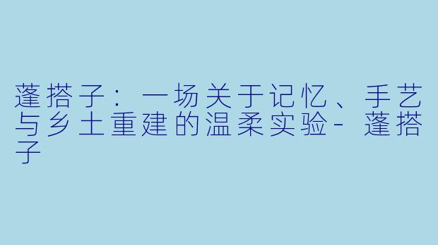 蓬搭子:一场关于记忆、手艺与乡土重建的温柔实验-蓬搭子
