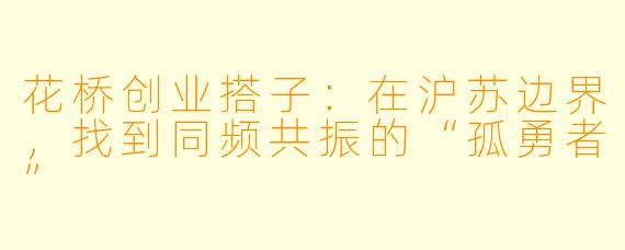 花桥创业搭子:在沪苏边界,找到同频共振的“孤勇者”