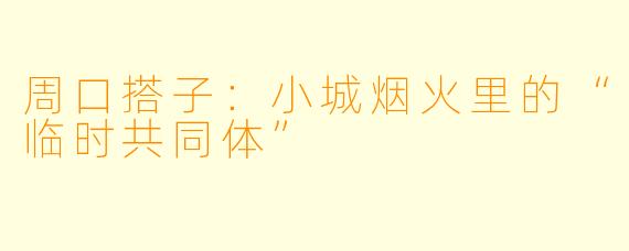 周口搭子：小城烟火里的“临时共同体”