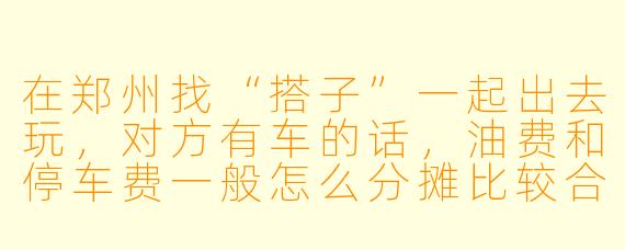 在郑州找“搭子”一起出去玩，对方有车的话，油费和停车费一般怎么分摊比较合理？