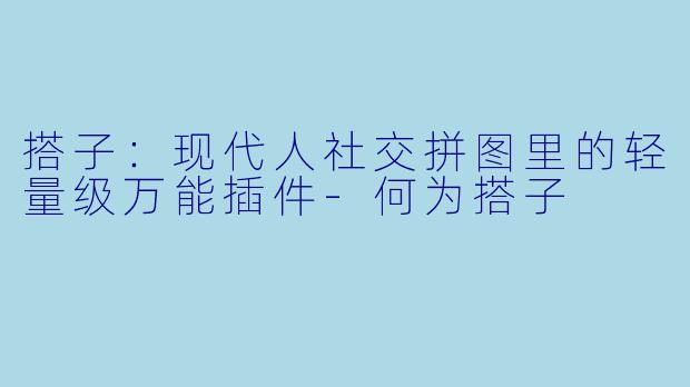 搭子:现代人社交拼图里的轻量级万能插件-何为搭子