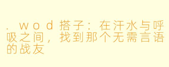 .wod搭子:在汗水与呼吸之间,找到那个无需言语的战友