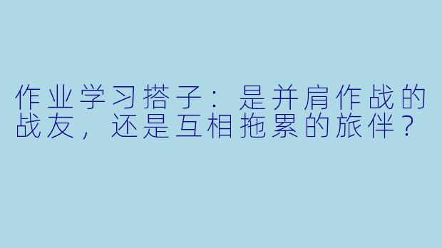 作业学习搭子:是并肩作战的战友,还是互相拖累的旅伴?