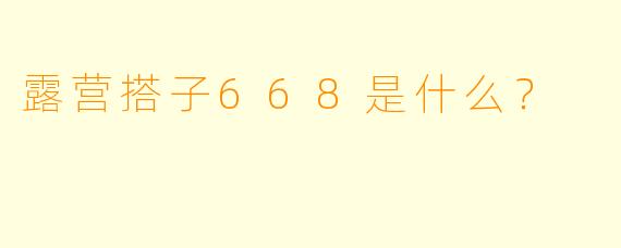 露营搭子668是什么?