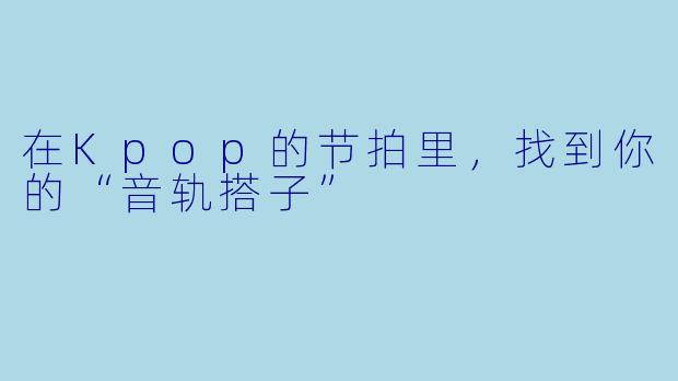 在Kpop的节拍里,找到你的“音轨搭子”