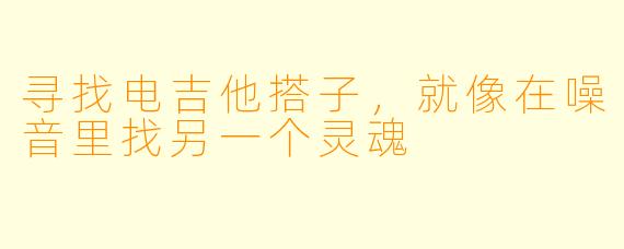 寻找电吉他搭子,就像在噪音里找另一个灵魂