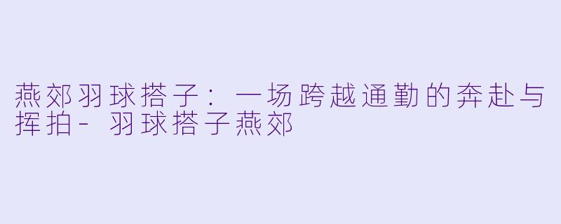 燕郊羽球搭子:一场跨越通勤的奔赴与挥拍-羽球搭子燕郊