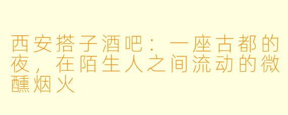 西安搭子酒吧:一座古都的夜,在陌生人之间流动的微醺烟火